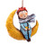 Papier mache ornament, 'The Dreamy Boy' - Hand-Painted Papier Mache Ornament of Boy and Moon