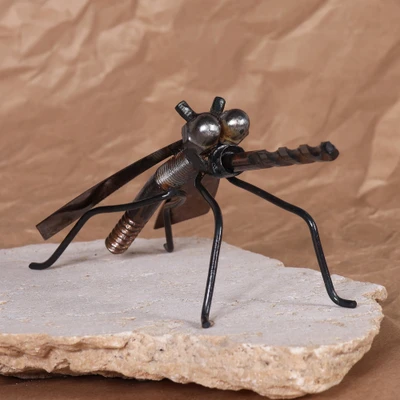 Recycled metal sculpture, 'The Mosquito' - Mosquito-Shaped Recycled Metal Sculpture Crafted in Armenia