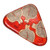Glazed ceramic platter, 'Abundance Realm' - Triangular Red-Orange Ceramic Platter with Traditional Theme
