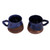 Ceramic coffee cups, 'Energizing Blue' (pair) - Artisan-Made Glazed Blue and Brown Ceramic Coffee Cup Pair