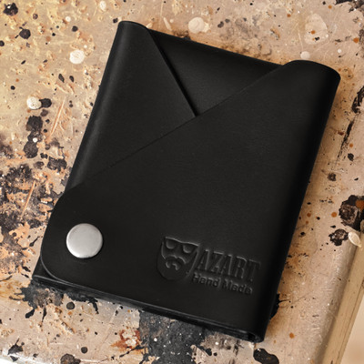 Men's fold-over leather wallet, 'Stylish Black' - Armenian Handmade Men's Fold-Over Leather Wallet in Black