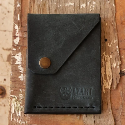 Leather card holder, 'Foamy Cool' - Blue 100% Leather Card Holder Handcrafted in Armenia