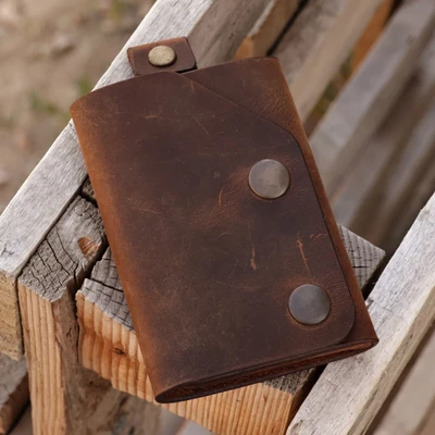 Men's tri-fold leather wallet, 'Modern Flair in Brown' - Armenian Handmade Men's Tri-Fold Leather Wallet in Brown