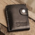 Leather card holder, 'Minimalist Fortune in Black' - Black Leather Card Holder with Snap Closure Made in Armenia