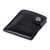 Leather card holder, 'Minimalist Fortune in Black' - Black Leather Card Holder with Snap Closure Made in Armenia