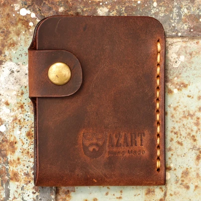 Leather card holder, 'Fortunate Brown' - 100% Genuine Leather Card Holder in Brown Made in Armenia