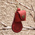 Leather earbud holder and keychain set, 'Lucky Melody in Red' - 100% Red Leather Earbud Holder and Keychain Set