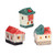 Ceramic figurines, 'Colorful Cottages' (set of 3) - 3 Hand-Painted Glazed Armenian Cottage Ceramic Figurines