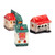 Ceramic figurines, 'Colorful Cottages' (set of 3) - 3 Hand-Painted Glazed Armenian Cottage Ceramic Figurines