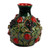 Ceramic bud vase, 'Pomegranate Oasis' - Sylvan Pomegranate-Themed Glazed Leafy Green Ceramic Vase