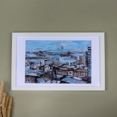 'Saralanj' - Blue Urban Landscape Color Photograph of the Saralanj City
