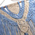 Colgante de pared de macramé de algodón - Colgante de pared de macramé de algodón azul y marfil tejido a mano