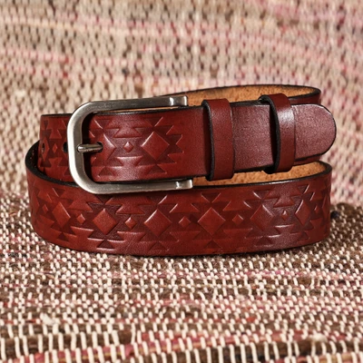Men's leather belt, 'Regal Gentleman' - Men's Classic Brown Leather Belt with Silver-Toned Buckle