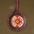 Leather keychain, 'Svaz Armenia' - Handcrafted Brown Leather Keychain with Svaz Textile