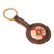 Leather keychain, 'Svaz Armenia' - Handcrafted Brown Leather Keychain with Svaz Textile