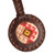 Leather keychain, 'Svaz Armenia' - Handcrafted Brown Leather Keychain with Svaz Textile