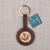 Leather keychain, 'Van Armenia' - Handcrafted Brown Leather Keychain with Van Textile