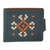 Leather wallet, 'Marash Fortune in Green' - Cross-Stitch Embroidered Green Leather Wallet from Armenia