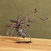Copper sculpture, 'Breakdancing' - Surrealist Oxidized Copper Sculpture of Breakdancing Man