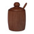 Wood honey pot and spoon set, 'Sweet Woods' - Dark Brown Pear Wood Honey Pot and Spoon Set from Armenia