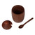 Wood honey pot and spoon set, 'Sweet Woods' - Dark Brown Pear Wood Honey Pot and Spoon Set from Armenia