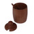 Wood honey pot and spoon set, 'Sweet Woods' - Dark Brown Pear Wood Honey Pot and Spoon Set from Armenia