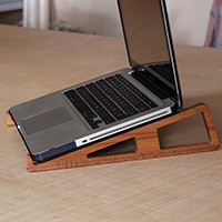 Wood laptop stand, 'Convenient Minimalism' - Eco-Friendly Hand-Carved Repurposed Wood Laptop Stand
