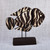 Wood and stainless steel sculpture, 'Black and White Fish' - Hand-Painted Wood Fish Sculpture with Stainless Steel Posts