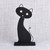 Escultura de madera - Escultura de gato hecha a mano en madera de Tilia y acero inoxidable