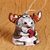 Ceramic bell ornament, 'Love-Struck Moose' - Handcrafted and Painted Moose & Heart Ceramic Bell Ornament