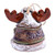 Ceramic bell ornament, 'Love-Struck Moose' - Handcrafted and Painted Moose & Heart Ceramic Bell Ornament
