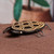 Wood and stainless steel sculpture, 'Geometric Turtle' - Hand-Painted Wood Turtle Sculpture with Geometric Motifs