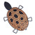 Wood and stainless steel sculpture, 'Geometric Turtle' - Hand-Painted Wood Turtle Sculpture with Geometric Motifs