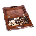 Wood board game set, 'Double the Amusement' - Wood Chess & Backgammon Board Game Set with Storage Bag