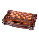 Wood board game set, 'Double the Amusement' - Wood Chess & Backgammon Board Game Set with Storage Bag