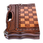 Wood board game set, 'Double the Amusement' - Wood Chess & Backgammon Board Game Set with Storage Bag