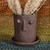 Ceramic vase, 'Round Faces' - Handcrafted Whimsical Round Ceramic Vase with Plate