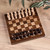 Wood mini chess set, 'Checkmate Conquest' - Wood Mini Chess Game Set Hand Carved in Armenia