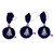 Embroidered ornaments, 'Sylvan Navy' (set of 3) - Christmas-Themed Set of Three Navy and Silver Tree Ornaments