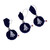 Embroidered ornaments, 'Sylvan Navy' (set of 3) - Christmas-Themed Set of Three Navy and Silver Tree Ornaments