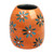 Ceramic vase, 'Azure Blooms' - Classic Artisan-Made Floral Azure and Brown Ceramic Vase