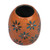 Ceramic vase, 'Azure Blooms' - Classic Artisan-Made Floral Azure and Brown Ceramic Vase