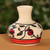 Jarrón de ceramica - Jarrón de cerámica rojo y marfil con temática de granada hecho a mano
