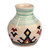 Jarrón de ceramica - Jarrón de cerámica verde y marfil con estampado clásico hecho a mano
