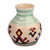 Jarrón de ceramica - Jarrón de cerámica verde y marfil con estampado clásico hecho a mano
