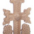 Wood sculpture, 'Flower of Splendor' - Hand-Carved Cross and Floral-Themed Walnut Wood Sculpture