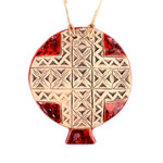 Ceramic home accent, 'Passion Red' - Geometric-Patterned Red Ceramic Pomegranate Home Accent