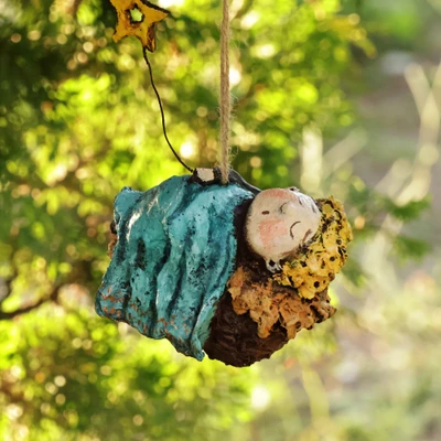 Papier mache ornament, 'Baby Jesus' - Hand-Painted Papier Mache Baby Jesus Ornament from Armenia