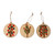 Wood ornaments, 'Pomegranate Scapes' (set of 3) - Pomegranate-Themed Painted 3-Piece Round Wood Ornament Set
