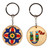 Wood keychain, 'Regal M' (set of 2) - Handcrafted Set of 2 Letter M and Flower-Themed Keychains
